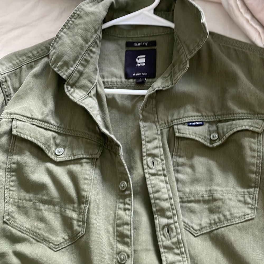 Men’s GStar Long Sleeve Military Green Shirt (size L)